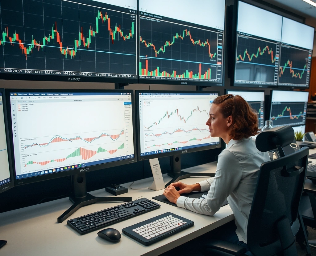 Trader utilizando plataforma de análisis avanzada